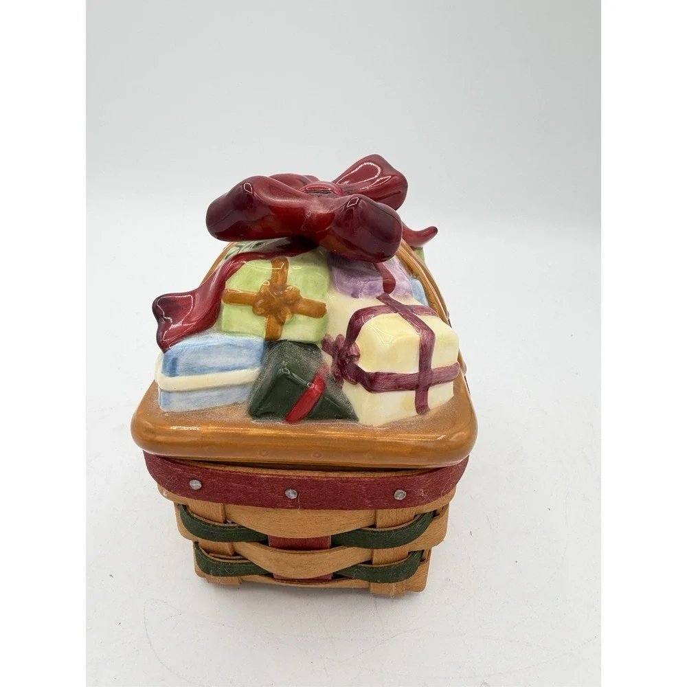 🎁🧺 Longaberger 2006 Little Gifts Basket w/ Pottery Topper Lid & Protector-EUC